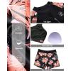 imageHolipick Long Sleeve Swimsuits for Women  3 Piece Rash Guard with Shorts Zipper SPF Swim Shirt with Built in BraPink Palm Tree