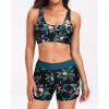 imageHolipick Long Sleeve Swimsuits for Women  3 Piece Rash Guard with Shorts Zipper SPF Swim Shirt with Built in BraTeal and Floral