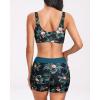 imageHolipick Long Sleeve Swimsuits for Women  3 Piece Rash Guard with Shorts Zipper SPF Swim Shirt with Built in BraTeal and Floral
