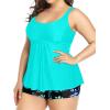 imageHolipick Plus Size 2 Piece Swimsuit  Women Tankini Bathing Suits Flowy Swim Top with Boy ShortsAqua and Blue Floral