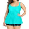 imageHolipick Plus Size 2 Piece Swimsuit  Women Tankini Bathing Suits Flowy Swim Top with Boy ShortsAqua and Blue Floral