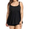 imageHolipick Plus Size 2 Piece Swimsuit  Women Tankini Bathing Suits Flowy Swim Top with Boy ShortsBlack