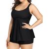 imageHolipick Plus Size 2 Piece Swimsuit  Women Tankini Bathing Suits Flowy Swim Top with Boy ShortsBlack