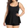 imageHolipick Plus Size 2 Piece Swimsuit  Women Tankini Bathing Suits Flowy Swim Top with Boy ShortsBlack