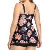 imageHolipick Plus Size 2 Piece Swimsuit  Women Tankini Bathing Suits Flowy Swim Top with Boy ShortsBlack Floral