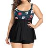 imageHolipick Plus Size 2 Piece Swimsuit  Women Tankini Bathing Suits Flowy Swim Top with Boy ShortsBlack With Floral