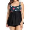 imageHolipick Plus Size 2 Piece Swimsuit  Women Tankini Bathing Suits Flowy Swim Top with Boy ShortsBlack With Floral