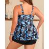 imageHolipick Plus Size 2 Piece Swimsuit  Women Tankini Bathing Suits Flowy Swim Top with Boy ShortsBlue Floral