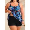 imageHolipick Plus Size 2 Piece Swimsuit  Women Tankini Bathing Suits Flowy Swim Top with Boy ShortsBlue Floral1