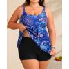 imageHolipick Plus Size 2 Piece Swimsuit  Women Tankini Bathing Suits Flowy Swim Top with Boy ShortsBlue Flower