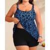 imageHolipick Plus Size 2 Piece Swimsuit  Women Tankini Bathing Suits Flowy Swim Top with Boy ShortsBlue Leopard