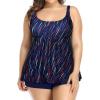 imageHolipick Plus Size 2 Piece Swimsuit  Women Tankini Bathing Suits Flowy Swim Top with Boy ShortsBlue Stripe