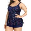 imageHolipick Plus Size 2 Piece Swimsuit  Women Tankini Bathing Suits Flowy Swim Top with Boy ShortsBlue Stripe