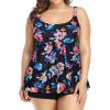 imageHolipick Plus Size 2 Piece Swimsuit  Women Tankini Bathing Suits Flowy Swim Top with Boy ShortsColorful Floral