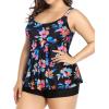 imageHolipick Plus Size 2 Piece Swimsuit  Women Tankini Bathing Suits Flowy Swim Top with Boy ShortsColorful Floral