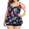 imageHolipick Plus Size 2 Piece Swimsuit  Women Tankini Bathing Suits Flowy Swim Top with Boy ShortsColorful Floral