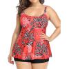 imageHolipick Plus Size 2 Piece Swimsuit  Women Tankini Bathing Suits Flowy Swim Top with Boy ShortsRed Floral