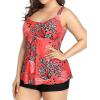 imageHolipick Plus Size 2 Piece Swimsuit  Women Tankini Bathing Suits Flowy Swim Top with Boy ShortsRed Floral