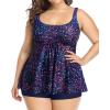 imageHolipick Plus Size 2 Piece Swimsuit  Women Tankini Bathing Suits Flowy Swim Top with Boy ShortsStar Whole Sky