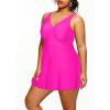 imageHolipick Plus Size Swim Dress Women  One Piece Swimsuit with Skirt V Neck Tummy Control Bathing SuitHot Pink