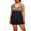 imageHolipick Plus Size Swim Dress Women  One Piece Swimsuit with Skirt V Neck Tummy Control Bathing SuitLeopard