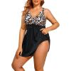 imageHolipick Plus Size Swim Dress Women  One Piece Swimsuit with Skirt V Neck Tummy Control Bathing SuitLeopard