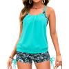 imageHolipick Tankini Swimsuits Two Piece Tummy Control Bathing Suits Blouson Swim Tank Top with Boy ShortsAqua Green