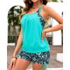 imageHolipick Tankini Swimsuits Two Piece Tummy Control Bathing Suits Blouson Swim Tank Top with Boy ShortsAqua Green