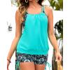 imageHolipick Tankini Swimsuits Two Piece Tummy Control Bathing Suits Blouson Swim Tank Top with Boy ShortsAqua Green