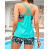 imageHolipick Tankini Swimsuits Two Piece Tummy Control Bathing Suits Blouson Swim Tank Top with Boy ShortsAqua Green