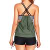 imageHolipick Tankini Swimsuits Two Piece Tummy Control Bathing Suits Blouson Swim Tank Top with Boy ShortsArmy Green Striped