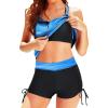 imageHolipick Tankini Swimsuits Two Piece Tummy Control Bathing Suits Blouson Swim Tank Top with Boy ShortsBlack Blue Stripe