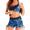 imageHolipick Tankini Swimsuits Two Piece Tummy Control Bathing Suits Blouson Swim Tank Top with Boy ShortsBlack Lace Blue Leaf