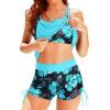 imageHolipick Tankini Swimsuits Two Piece Tummy Control Bathing Suits Blouson Swim Tank Top with Boy ShortsBlue Floral