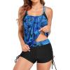 imageHolipick Tankini Swimsuits Two Piece Tummy Control Bathing Suits Blouson Swim Tank Top with Boy ShortsBlue Paisley