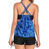 imageHolipick Tankini Swimsuits Two Piece Tummy Control Bathing Suits Blouson Swim Tank Top with Boy ShortsBlue Paisley