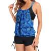 imageHolipick Tankini Swimsuits Two Piece Tummy Control Bathing Suits Blouson Swim Tank Top with Boy ShortsBlue Paisley
