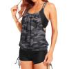 imageHolipick Tankini Swimsuits Two Piece Tummy Control Bathing Suits Blouson Swim Tank Top with Boy ShortsCamo