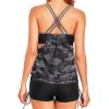 imageHolipick Tankini Swimsuits Two Piece Tummy Control Bathing Suits Blouson Swim Tank Top with Boy ShortsCamo