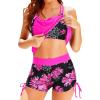 imageHolipick Tankini Swimsuits Two Piece Tummy Control Bathing Suits Blouson Swim Tank Top with Boy ShortsPink Floral