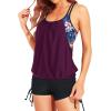 imageHolipick Tankini Swimsuits Two Piece Tummy Control Bathing Suits Blouson Swim Tank Top with Boy ShortsPurple