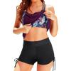 imageHolipick Tankini Swimsuits Two Piece Tummy Control Bathing Suits Blouson Swim Tank Top with Boy ShortsPurple