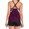 imageHolipick Tankini Swimsuits Two Piece Tummy Control Bathing Suits Blouson Swim Tank Top with Boy ShortsPurple