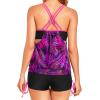 imageHolipick Tankini Swimsuits Two Piece Tummy Control Bathing Suits Blouson Swim Tank Top with Boy ShortsPurple Leaf