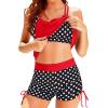 imageHolipick Tankini Swimsuits Two Piece Tummy Control Bathing Suits Blouson Swim Tank Top with Boy ShortsRed and Dot