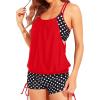 imageHolipick Tankini Swimsuits Two Piece Tummy Control Bathing Suits Blouson Swim Tank Top with Boy ShortsRed and Dot