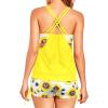 imageHolipick Tankini Swimsuits Two Piece Tummy Control Bathing Suits Blouson Swim Tank Top with Boy ShortsYellow Sunflower