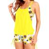 imageHolipick Tankini Swimsuits Two Piece Tummy Control Bathing Suits Blouson Swim Tank Top with Boy ShortsYellow Sunflower