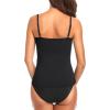 imageHolipick Tummy Control Tankini Swimsuits for Women Bandeau Swimsuits Twist Strapless Tankini Top with Bikini BottomsBlack
