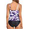 imageHolipick Tummy Control Tankini Swimsuits for Women Bandeau Swimsuits Twist Strapless Tankini Top with Bikini BottomsBlue Purple Floral